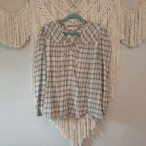 LOFT Black and White Button Down Shirt with Sailor Collar